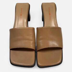 Bandolino Block Heel Leather Mule Sandals Women’s 9M Tan Minimalist